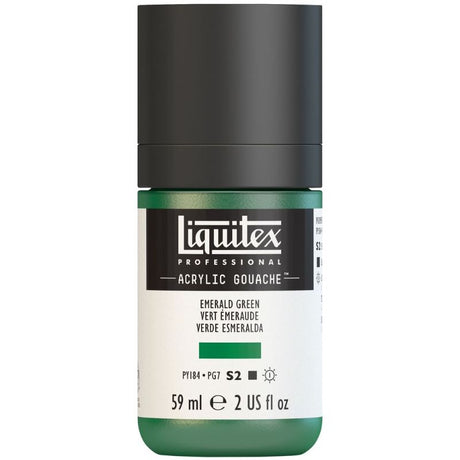 Emerald Green acrylic gouache in a 59ml tube, offering vibrant color, smooth application, and matte finishes for artists.