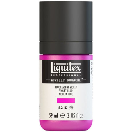 Vibrant Fluo Violet 986 acrylic gouache in 59ml, offering intense color saturation and a smooth, matte finish for artwork.