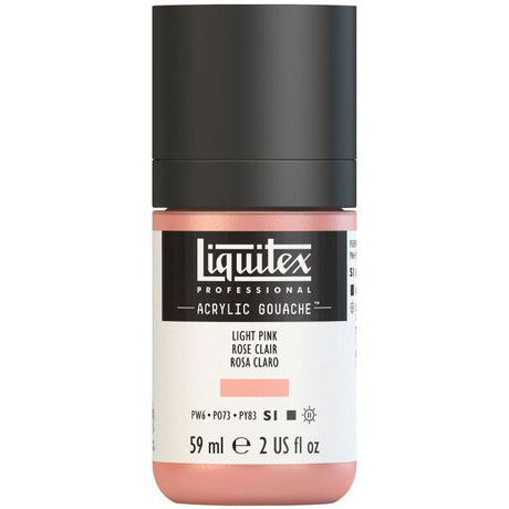 LIQUITEX Professional Acrylic Gouache 59ml in LT Portrait Pink 810 S1, offering vibrant color with matte finish for precise artwork.