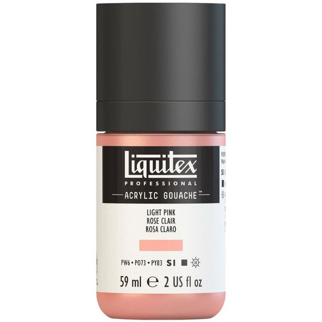 LIQUITEX Professional Acrylic Gouache 59ml in LT Portrait Pink 810 S1, offering vibrant color with matte finish for precise artwork.