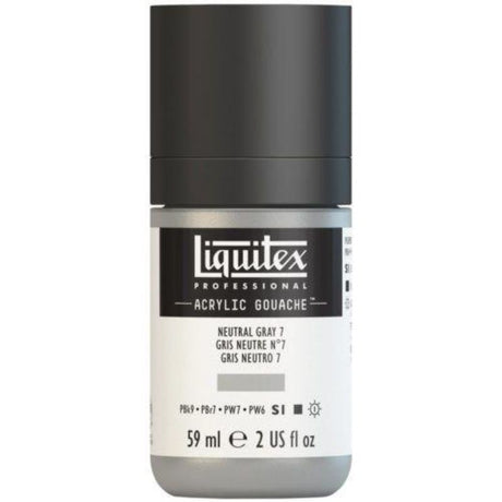 LIQUITEX PROFESSIONAL ACRYLIC GOUACHE 59ml in Neutral Grey 7, offers vibrant, matte finish with smooth application for artists.