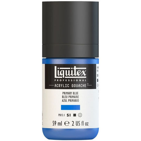 LIQUITEX PROFESSIONAL ACRYLIC GOUACHE in PRIMARY BLUE 420 S1 offers vibrant, matte color with quick-drying, permanent properties.