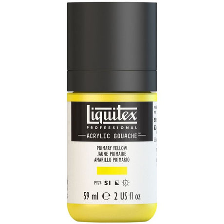 Bright and versatile Primary Yellow 410 S1 acrylic gouache in a 59ml tube, perfect for vibrant artworks with a matte finish.