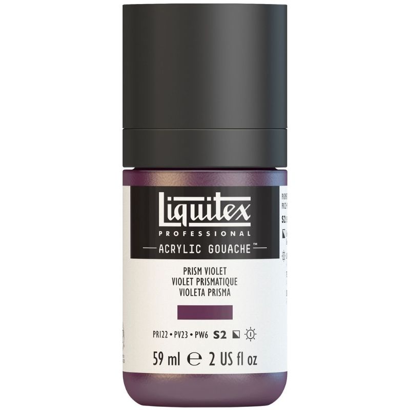 Liquitex Professional Acrylic Gouache in Prism Violet 391 S2, 59ml tube with intense, matte finish for vibrant artwork.