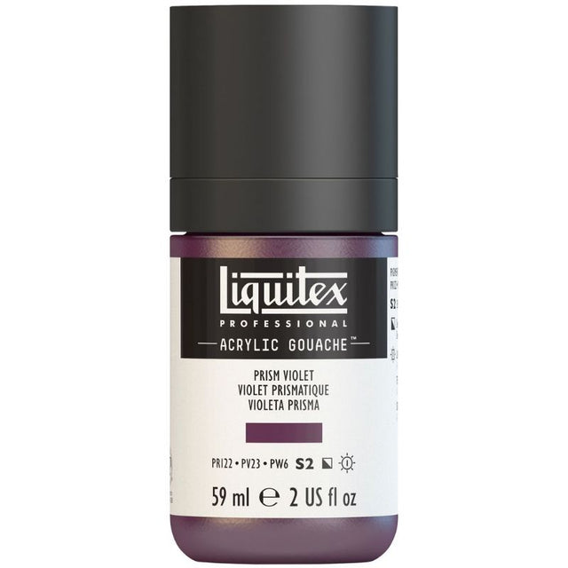 Liquitex Professional Acrylic Gouache in Prism Violet 391 S2, 59ml tube with intense, matte finish for vibrant artwork.