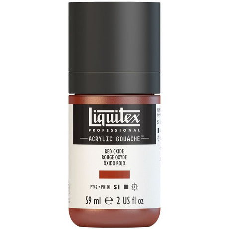 Vibrant Red Oxide acrylic gouache in 59ml, offering smooth, opaque coverage for versatile artistic projects.