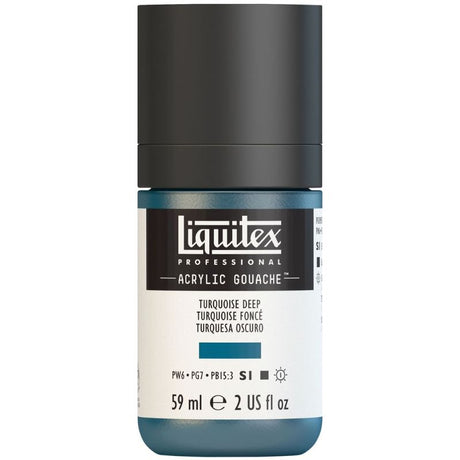 Vibrant turquoise acrylic gouache in 59ml tube, perfect for fine art and mixed media with a smooth matte finish.