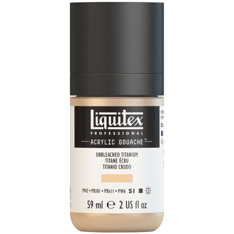 Liquitex Professional Acrylic Gouache in Unbleached Titan 434 S1, showcasing intense pigment and a velvety matte finish.