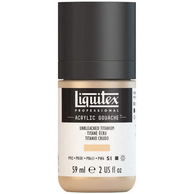 Liquitex Professional Acrylic Gouache in Unbleached Titan 434 S1, showcasing intense pigment and a velvety matte finish.
