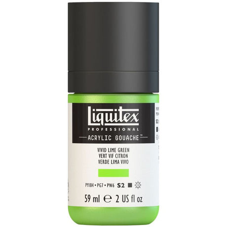 Vivid Lime Green 740 S2 acrylic gouache in 59ML tube, combines intense color with a matte finish, perfect for artists.