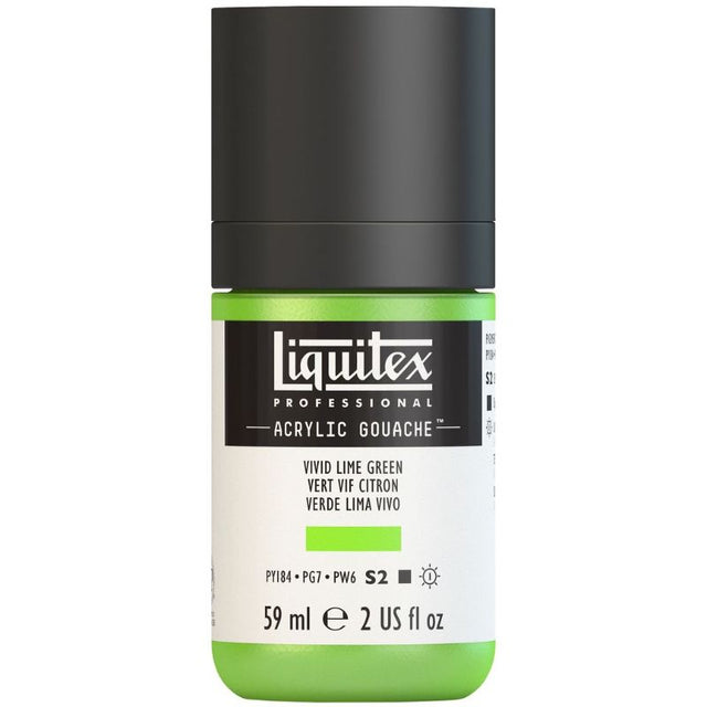 Vivid Lime Green 740 S2 acrylic gouache in 59ML tube, combines intense color with a matte finish, perfect for artists.