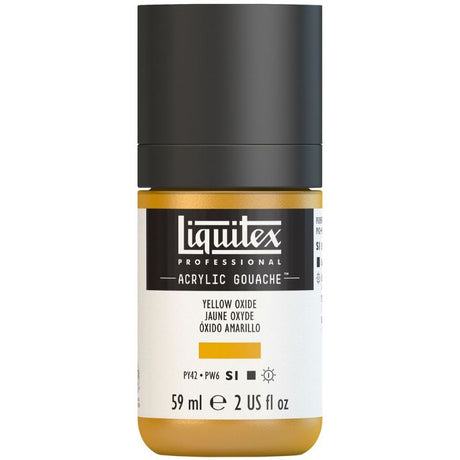 LIQUITEX Professional Acrylic Gouache in Yellow Oxide, 59ml; intense color, matte finish, ideal for vibrant art projects.