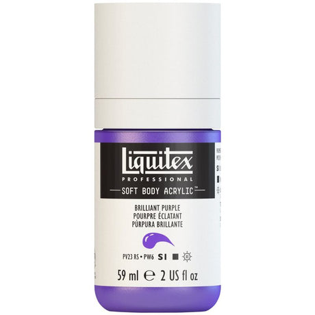 Luxurious 59ml Brilliant Purple acrylic paint, perfect for vibrant, versatile artwork with satin finish and excellent coverage.