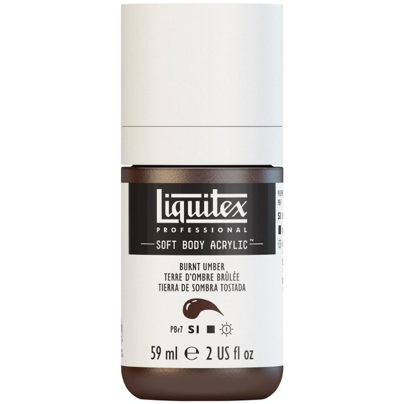 Professional-grade Burnt Umber acrylic paint in a 59ml tube, ideal for versatile applications with excellent coverage and satin finish.