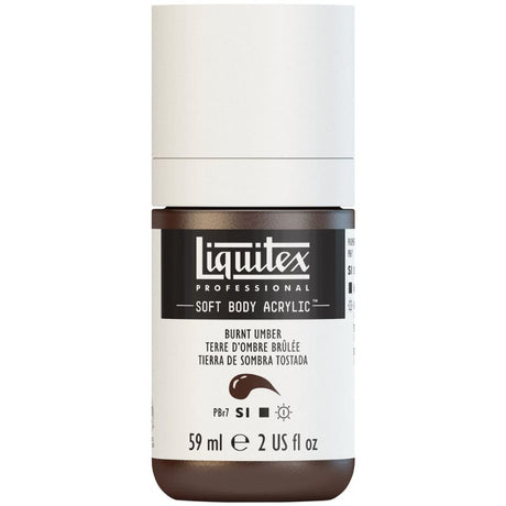 Professional-grade Burnt Umber acrylic paint in a 59ml tube, ideal for versatile applications with excellent coverage and satin finish.