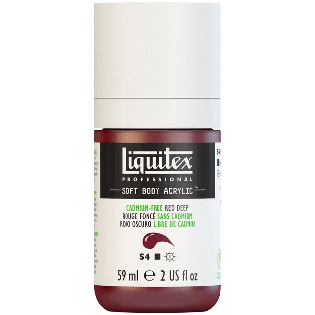 LIQUITEX Professional Soft Body Acrylic Paint in CAD DREE RED DP 895, 59ML, featuring vibrant color and versatile application.