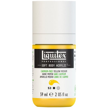 Vibrant LIQUITEX Soft Body Acrylic Paint in Yellow Medium 890 S3, ideal for versatile applications with rich pigmentation.
