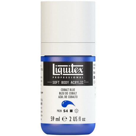 Cobalt Blue acrylic paint in a 59ml tube, ideal for artists seeking versatile, high-quality pigments with a satin finish.