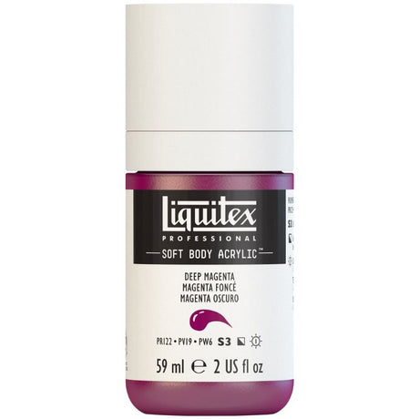 LIQUITEX soft body acrylic paint in DP Magenta 300, 59ml; vibrant color, satin finish, versatile for multiple surfaces.