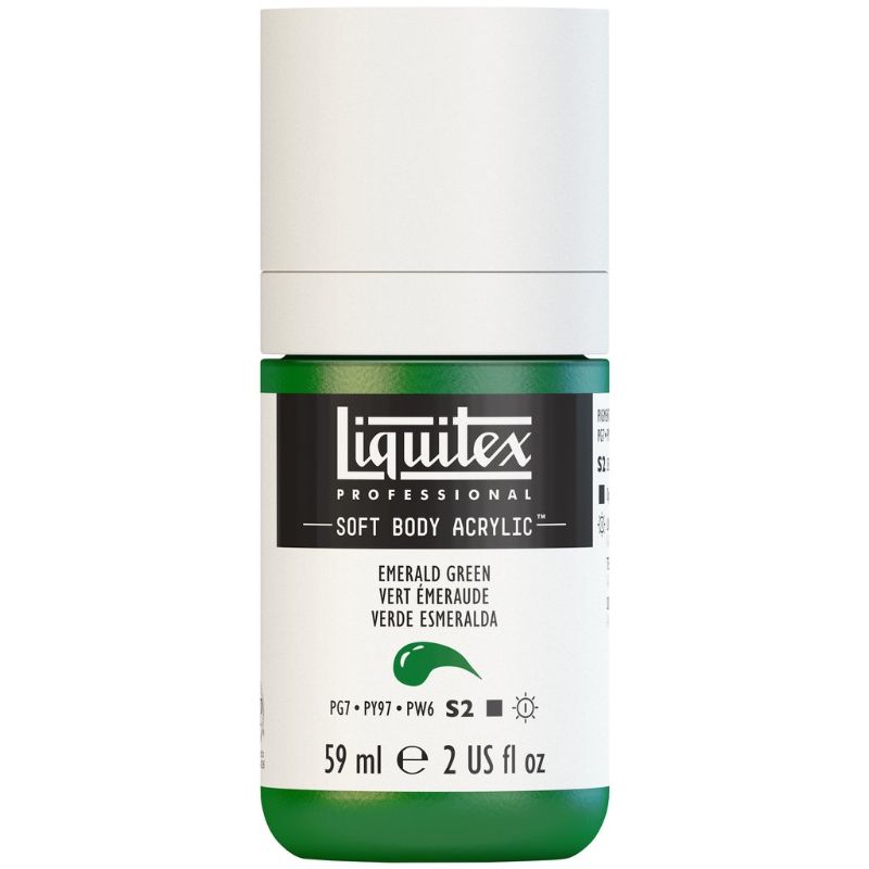 LIQUITEX Professional Soft Body Acrylic Paint in Emerald Green, 59ml tube for versatile artistic applications and smooth coverage.