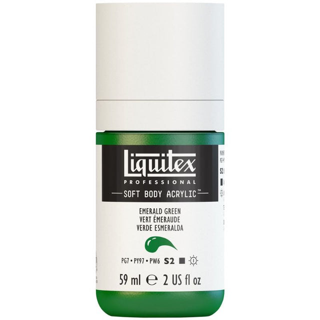 LIQUITEX Professional Soft Body Acrylic Paint in Emerald Green, 59ml tube for versatile artistic applications and smooth coverage.