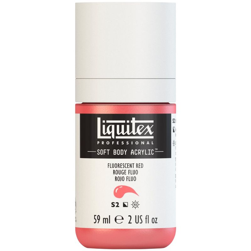 Fluorescent Red 983 S2 acrylic paint in a 59ml tube, ideal for vibrant, professional-grade artwork on various surfaces.
