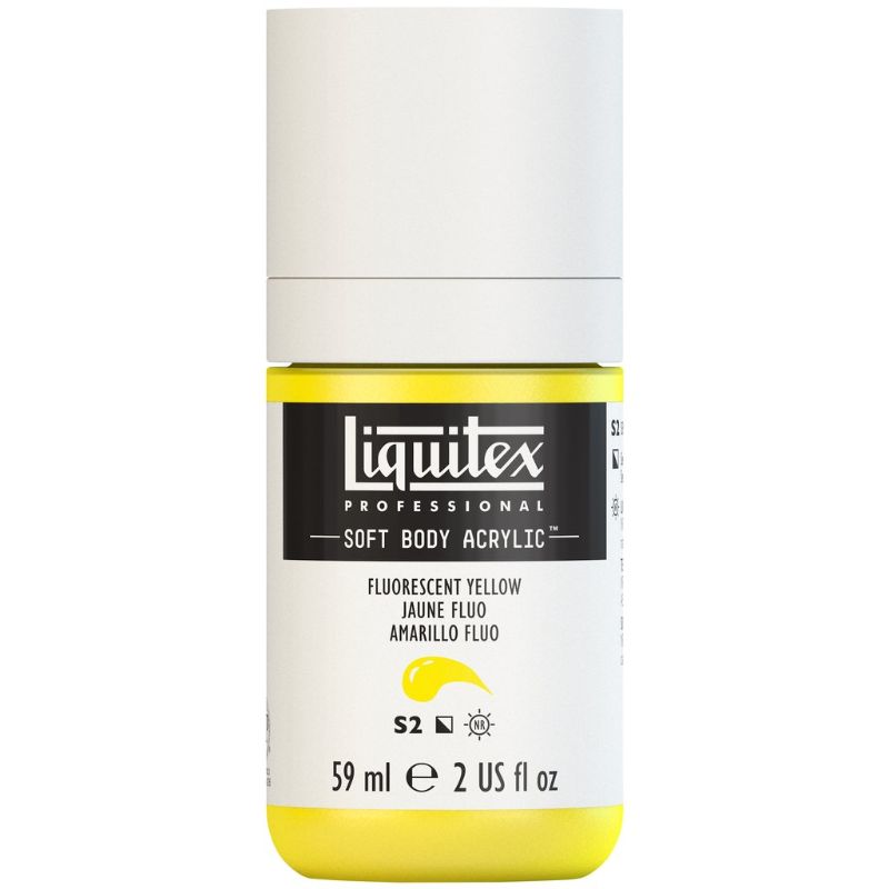 Vibrant Fluo Yellow acrylic paint in a 59ml tube, ideal for professional artists seeking versatility and superior coverage.