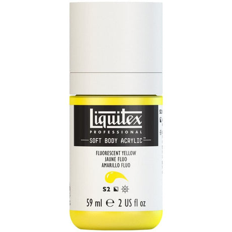 Vibrant Fluo Yellow acrylic paint in a 59ml tube, ideal for professional artists seeking versatility and superior coverage.