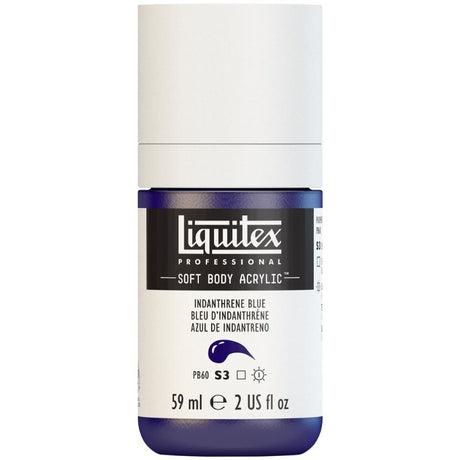 Indan Blue 322 S3 Liquitex acrylic paint in a 59ml tube, showcasing vibrant color and versatile application for artists.