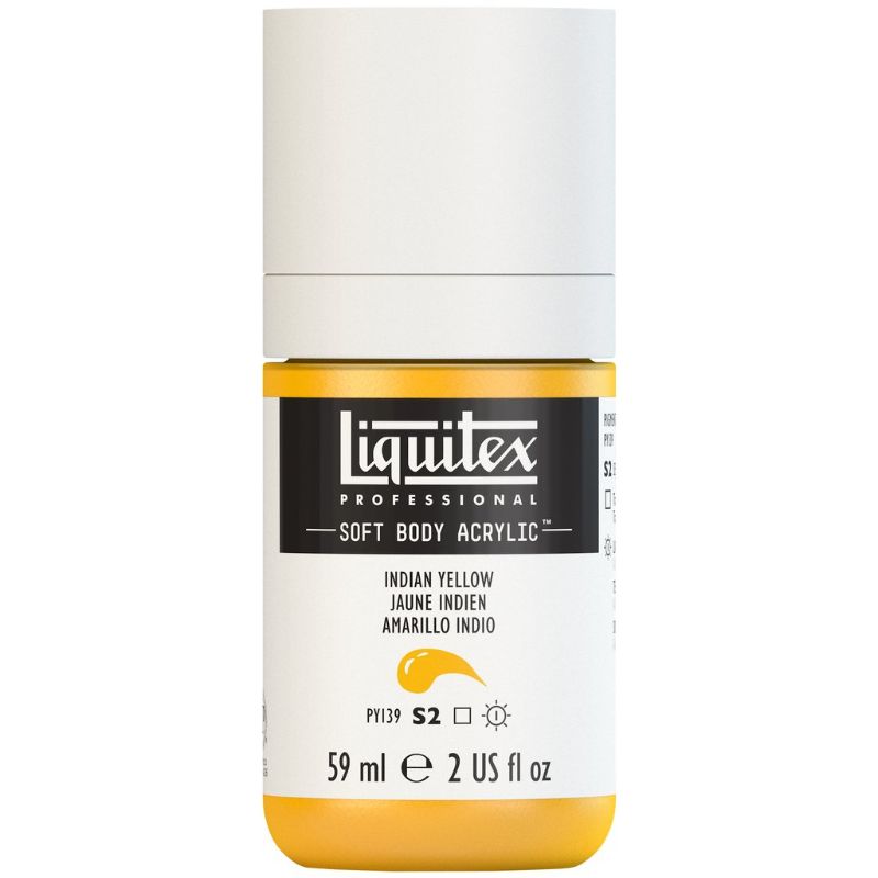 Vibrant Indian Yellow acrylic paint in a 59ml tube, perfect for smooth application and versatile artistic techniques.
