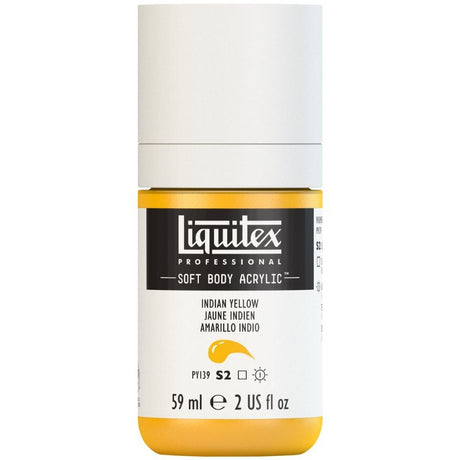 Vibrant Indian Yellow acrylic paint in a 59ml tube, perfect for smooth application and versatile artistic techniques.