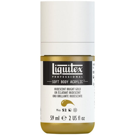 Irid Bright Gold 234 S2 acrylic paint in 59ml, featuring low viscosity, satin finish, and archival-quality pigment for vibrant art.