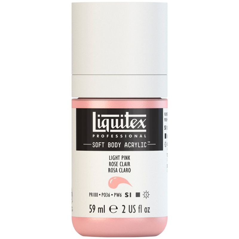 LIQUITEX Professional Soft Body Acrylic Paint in LT Portrait Pink, 59ml tube for versatile painting and excellent coverage.