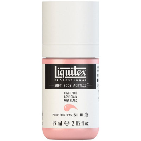 LIQUITEX Professional Soft Body Acrylic Paint in LT Portrait Pink, 59ml tube for versatile painting and excellent coverage.