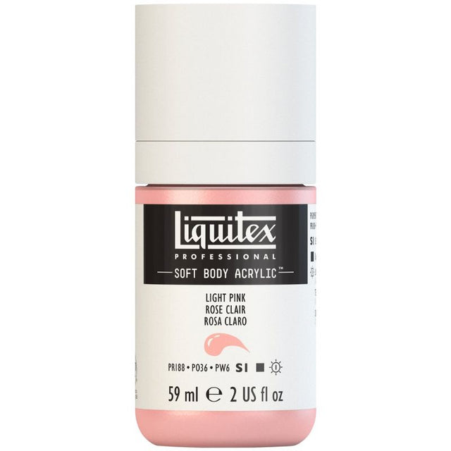 LIQUITEX Professional Soft Body Acrylic Paint in LT Portrait Pink, 59ml tube for versatile painting and excellent coverage.