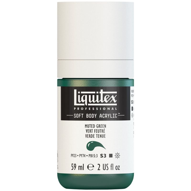 LIQUITEX Professional Soft Body Acrylic Paint 59ml in Muted Green 501 S3, perfect for versatile artistic techniques.