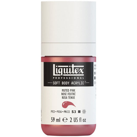 Muted pink acrylic paint in 59ml for artists, offering excellent coverage and a satin finish on various surfaces.