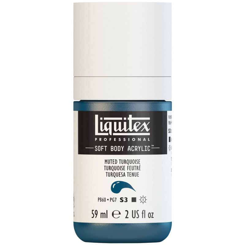 LIQUITEX Professional Soft Body Acrylic Paint in Muted Turquoise 503 S3, 59ml tube for smooth application and vibrant color.