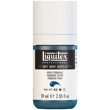LIQUITEX Professional Soft Body Acrylic Paint in Muted Turquoise 503 S3, 59ml tube for smooth application and vibrant color.
