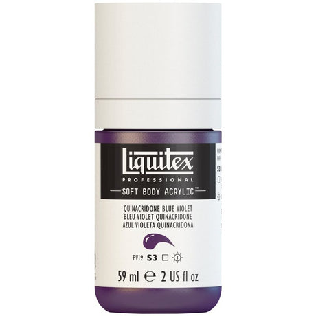 LIQUITEX Quin Blue Violet acrylic paint in 59ml, offering vibrant color, satin finish, and versatility for various art techniques.