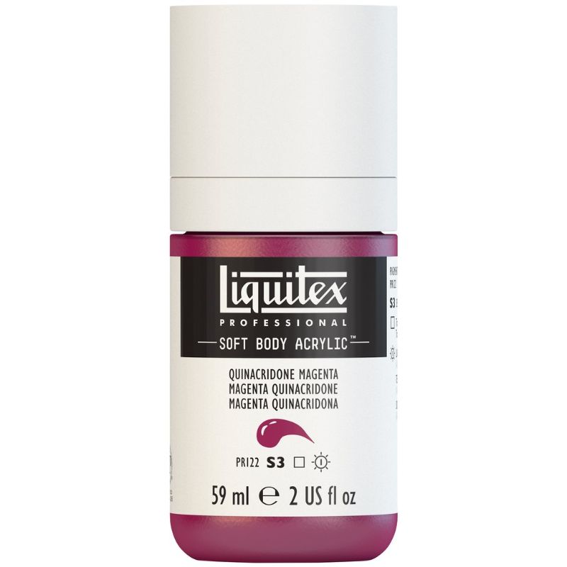 Vibrant LIQUITEX QUIN MAGENTA 114 acrylic paint in 59ml, perfect for blending, layering, and achieving archival brilliance.
