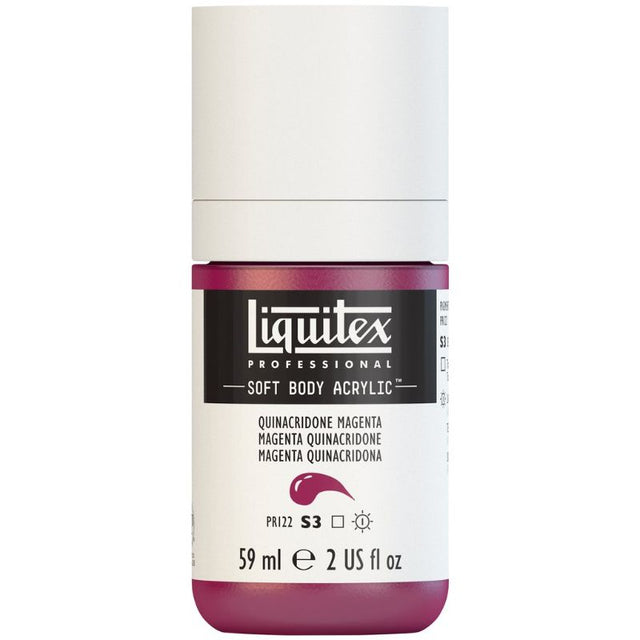Vibrant LIQUITEX QUIN MAGENTA 114 acrylic paint in 59ml, perfect for blending, layering, and achieving archival brilliance.
