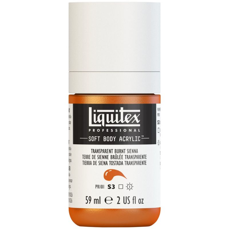 Vibrant transparent burnt sienna acrylic paint in a 59ml tube, ideal for glazing, layering, and versatile art applications.