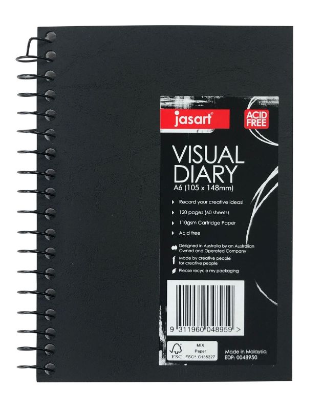 JASART Single Wire Visual Diary with 60 sheets of 110gsm acid-free cartridge paper, perfect for sketches and journaling.
