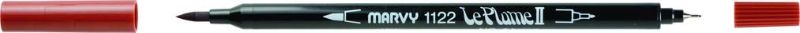 MARVY LE PLUME II dual tip brown marker with brush and fine tips, perfect for artists and crafters creating detailed designs.