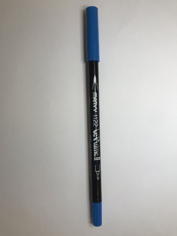 Light Blue 10 Marvy Le Plume II dual tip marker, featuring brush and fine tips, ideal for diverse artistic projects.