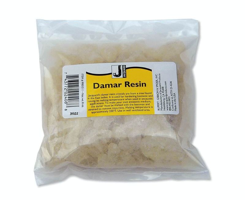 JACQUARD DAMMAR RESIN 230G, a natural tree-derived resin for encaustic art, perfect for hardening beeswax and enhancing creativity.