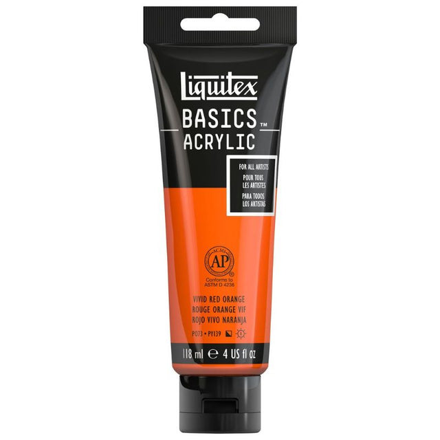 Vivid Red Orange acrylic paint in 118ml, perfect for artists seeking quality, versatility, and vibrant colors.