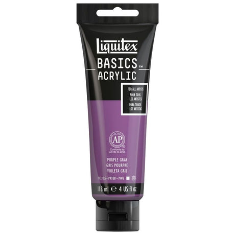 LIQUITEX BASICS ACRYLIC PAINT 118ML in Purple Grey, ideal for artists with smooth application and vibrant, lightfast color.