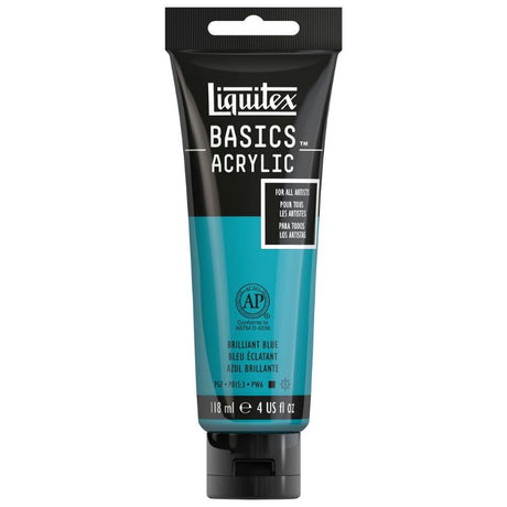 Vibrant Brilliant Blue acrylic paint in 118ml, perfect for all artists with excellent coverage and blendability.